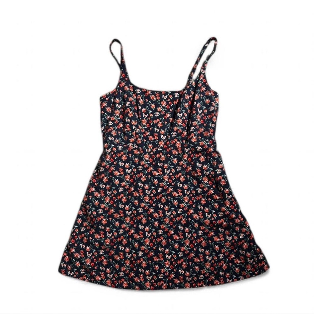 Floral Linen Blend Ditsy Print Mini Dress
